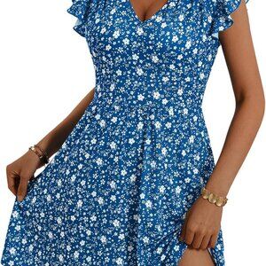 Women's Floral Sundress with Pockets V-Neck Summer Vacation Casual Dress